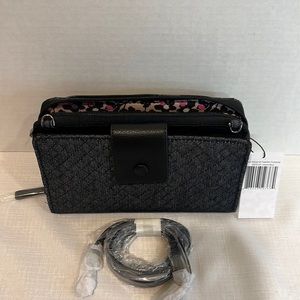 Vera Bradley RARE Denim Navy Iconic Deluxe All Together Crossbody Phone Wallet